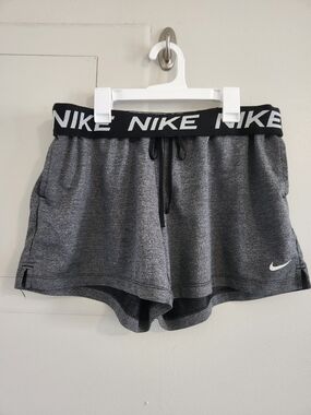Nike Black & Gray Logo-Waist Athletic Shorts